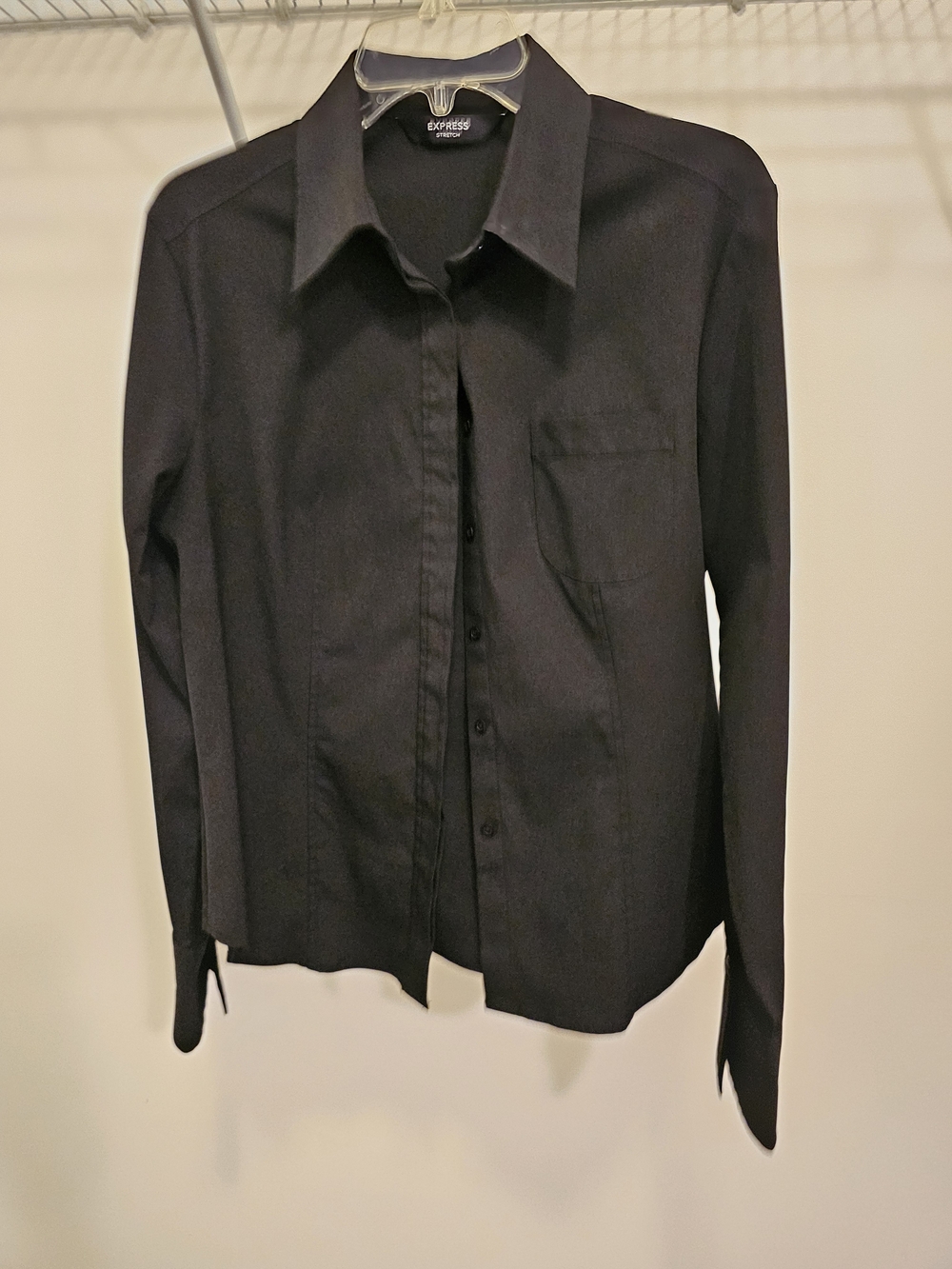 Express Women's Black Button-Up Dress Shirt